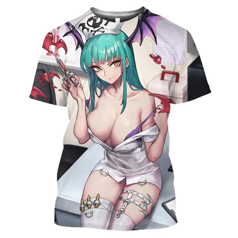 Unisex 3d Ahegao Sexy Girl Printed Manga Bikini Exposed Loli Tee Shirts Hentai Nurse Doctor Anime T Shirt For Harajuku Fashion Tops