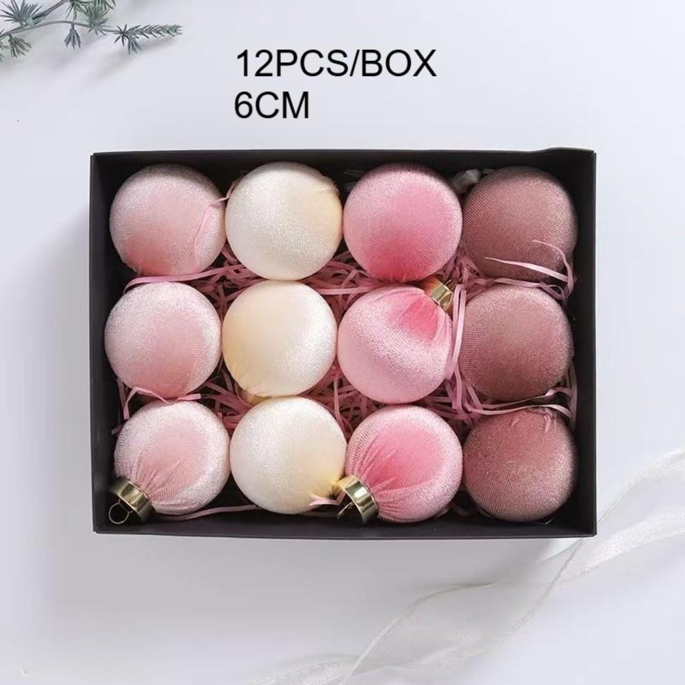 12 шт./НАБОР 6 см Бархатные Рождественские Шары Набор Пластиковый Фестиваль Рождество Флокированные Шары Подвеска Бархатный Красный Зеленый