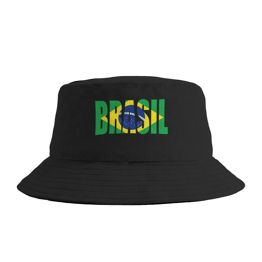 Brazil Brazilian Flag Brasil Graphic Bucket Hat  Hip Hop FisherUnisex Caps Breathable Fishing Sun Hats For Couple Funny Design Cap