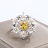 НОВОЕ Изысканное кольцо для женщин, блестящее желтое циркониевое кольцо в форме снежинки, блестящее ювелирное женское обручальное кольцо, рождественский подарок