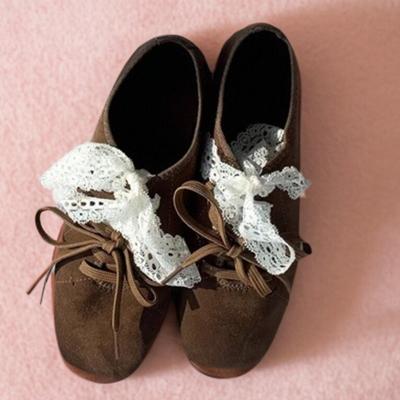 Женские туфли на плоской подошве Весенний новый стиль Круглый носок Глубокий вырез Ремешок спереди Замша Мягкая подошва Противоскользящие Износостойкие Одинарные туфли