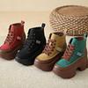 Outdoor Increase Height Casual Boots for Women Platform Shoes 2024 New Fashion Lace Up Ankle Women's Chunky Sneakers