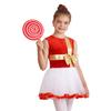 Girls Christmas Dance Dress Sleeveless Keyhole Back Patchwork Bow Sequin Design Leotard Party Costume Santa Theme
