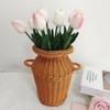 Brown Weaving Flowerpot Plastic Storage Basket New Flower Pot  For Cafe Office