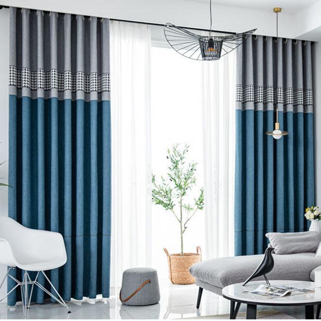 Шторы «гусиные лапки» для спальни, затемняющие гостиную, двойные открытые домашние эркеры, сплошной цвет, карниз для штор