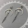Gothic Devil's Eye Punk Earrings Halloween Accessories Ancient Silver Moon Metal Long Earrings