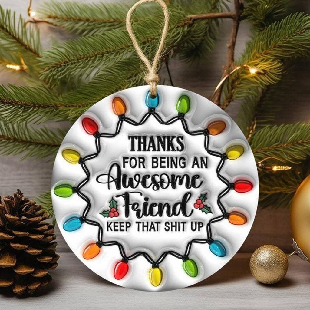 Besties Christmas Round Ornament, Best Friends Round Christmas Ornament, Personalized Keepsake Gifts (We Are More Than Friends)