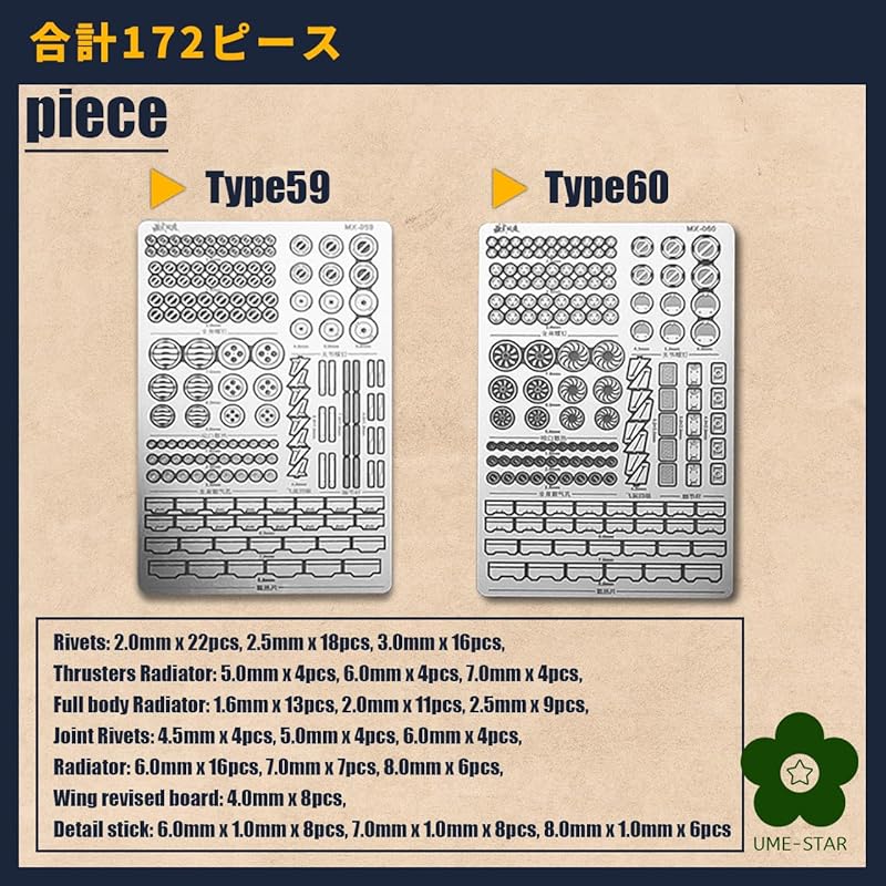 UME-STAR gunpla Детализация модифицированных деталей металлические детали травленые детали набор (Тип59 и Тип60)