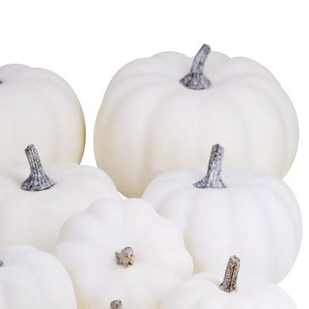 12 шт. белых искусственных тыкв, ассорти, украшение стола, как у настоящих, для Дня всех святых, осенний урожай 
