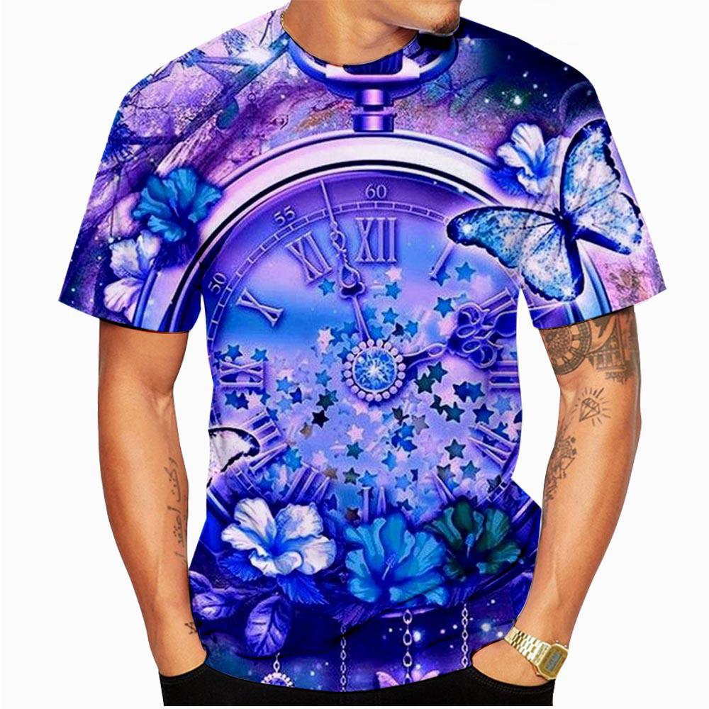Футболки с циферблатом и 3D принтом, уличная мужская мода, Harajuku, повседневная футболка большого размера с круглым вырезом, летние футболки, топы, одежда