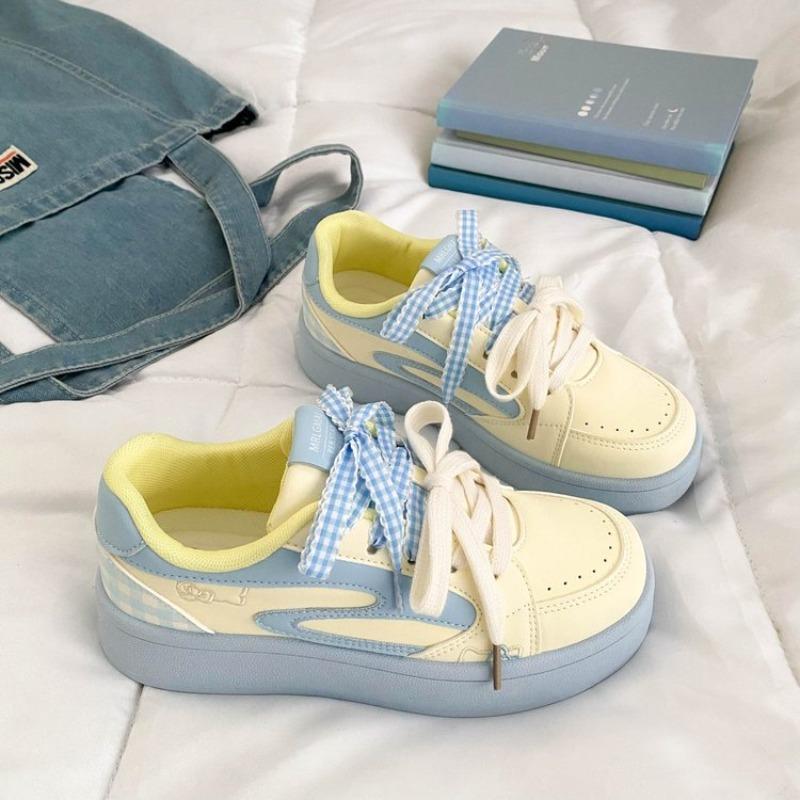Macaron Color Matching Trend Board Shoes Women's Autumn New College Style Versatile Casual Shoes Thick-soled Heightening Women's Shoes