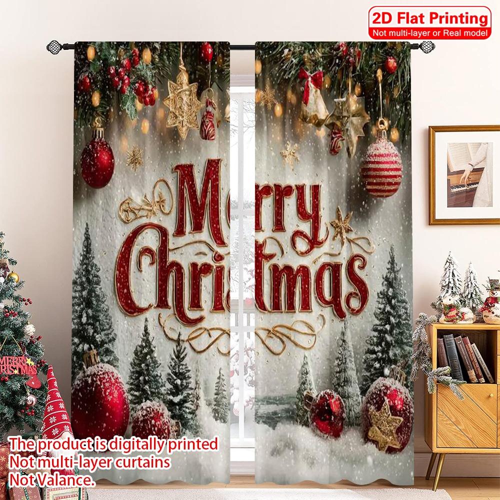 2 шт. 2D плоская печать Рождественские шторы с надписью merry christmas Ткань Без электричества Украшения для вечеринки Идеально для эстетичной комнаты