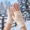 Шерстяные вязаные перчатки Мягкие плюшевые варежки Модные перчатки с обрезанными пальцами Для улицы
