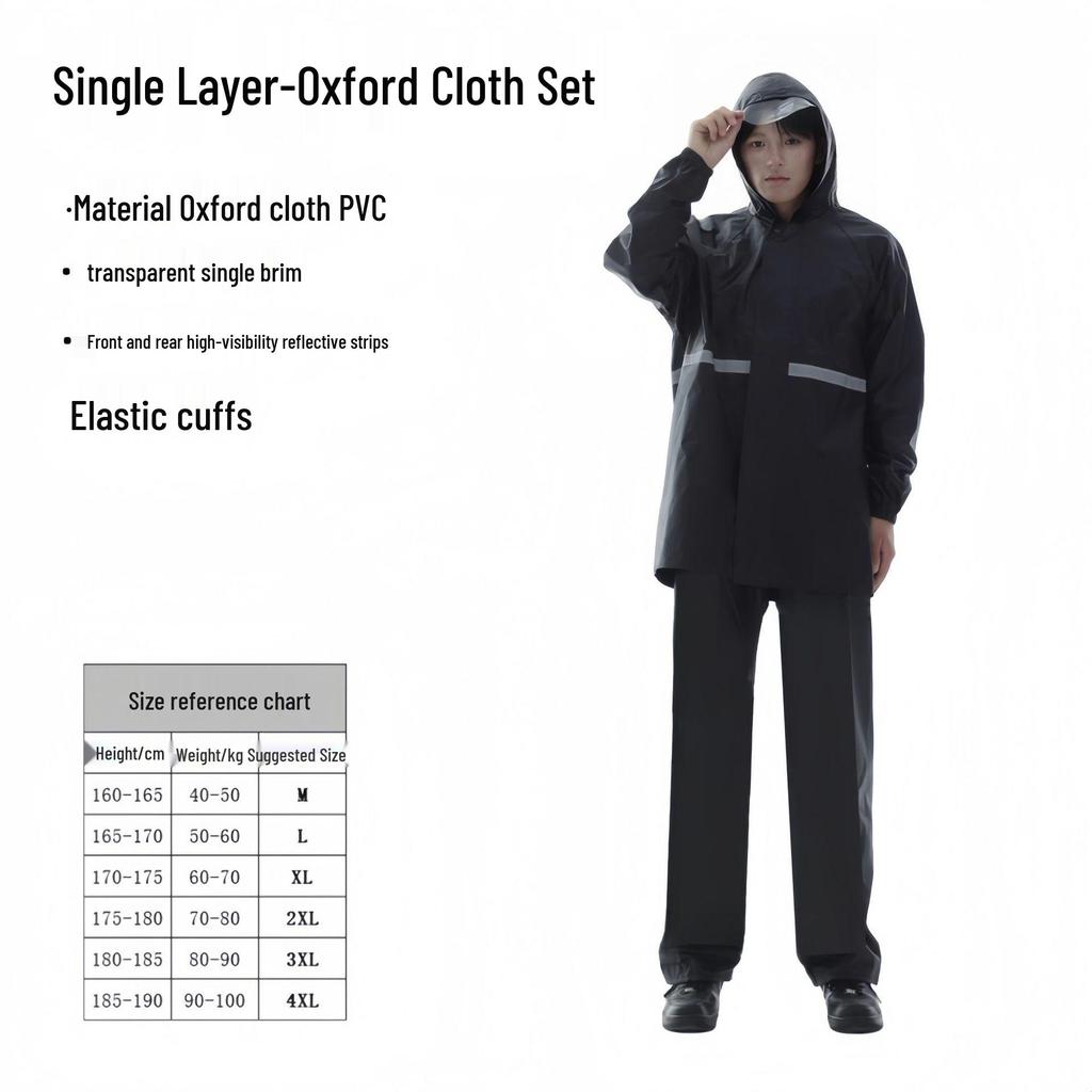 Full Body Rainproof Reflective Raincoat and Pants Set for Motorcycling and Construction