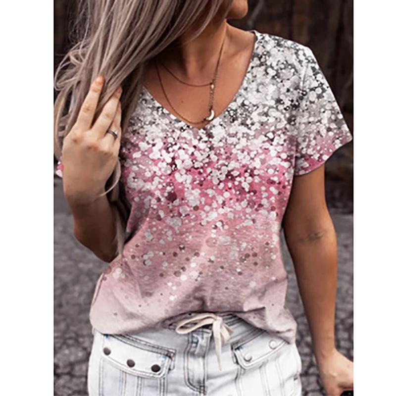 Женские топы с круглым вырезом и абстрактным ретро-принтом, уличная многоцветная свободная футболка с короткими рукавами