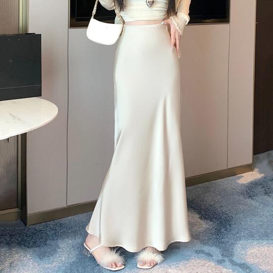 Женская юбка-рыбий хвост с высокой талией и запахом на бедрах, длинная юбка А-силуэта, однотонная, удобная, подчеркивающая фигуру юбка