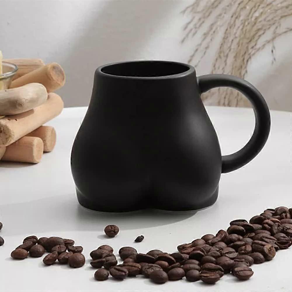 Nordic Ins Style Butt Shape ABS Tea Mug with Handle, Solid Color Coffee Mug Drinking Water Cup, Humorous Gift for Family Friends Lovers Couple 300ml