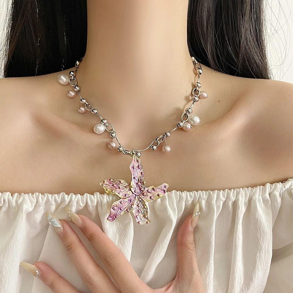 Imitation Pearl Pearls Necklace Bohemia Clavicle Chain Starfish Pendant Necklace  Jewelry Gifts