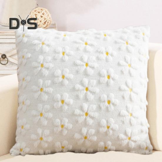 Plush Rabbit Pillow Cover 18 X 18 Inch Throw Pillow Cover Farmhouse Decor Pillow Case with Invisible Zipper for Sofa Bed Car Spring Decoration