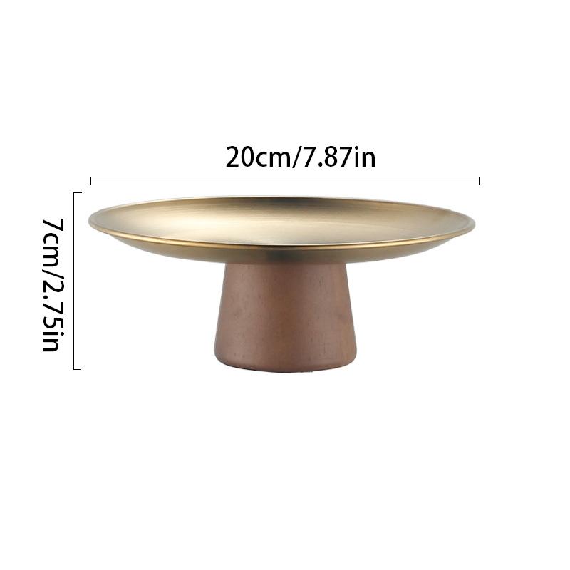 Деревянная основа легкая роскошная простая тарелка для фруктов из нержавеющей стали с высокими ножками