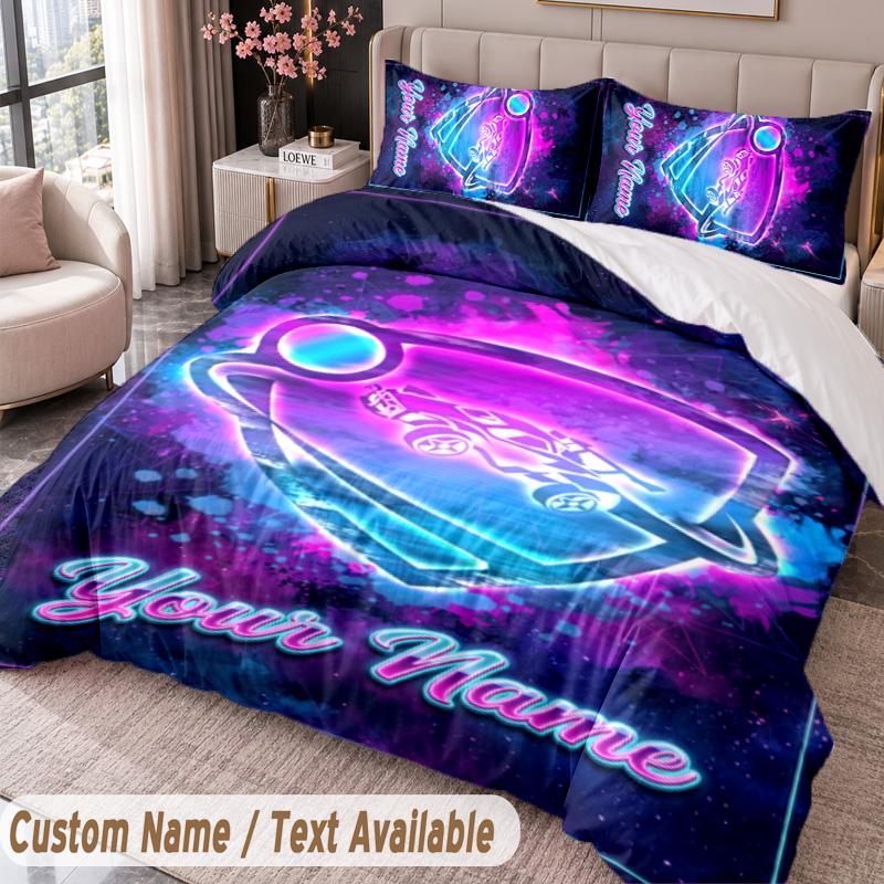 Custom Name Text 3Pcs Bedding Set Rocket League Duvet Cover And Two Pillowcases