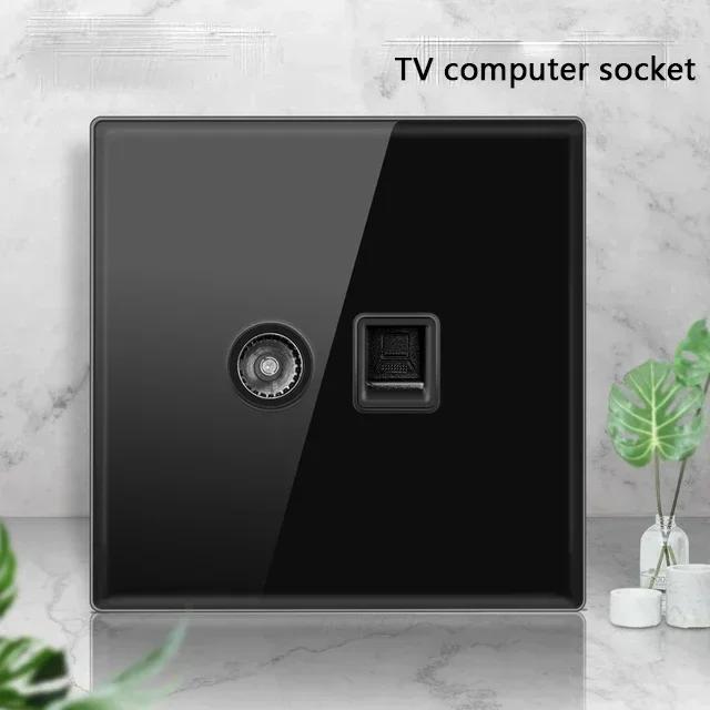 Черная закаленная стеклянная настенная панель выключателя LED 1-4Gang ретро тумблерный выключатель света стандарты ЕС и Великобритании 2 USB розетки, европейская розетка 16A