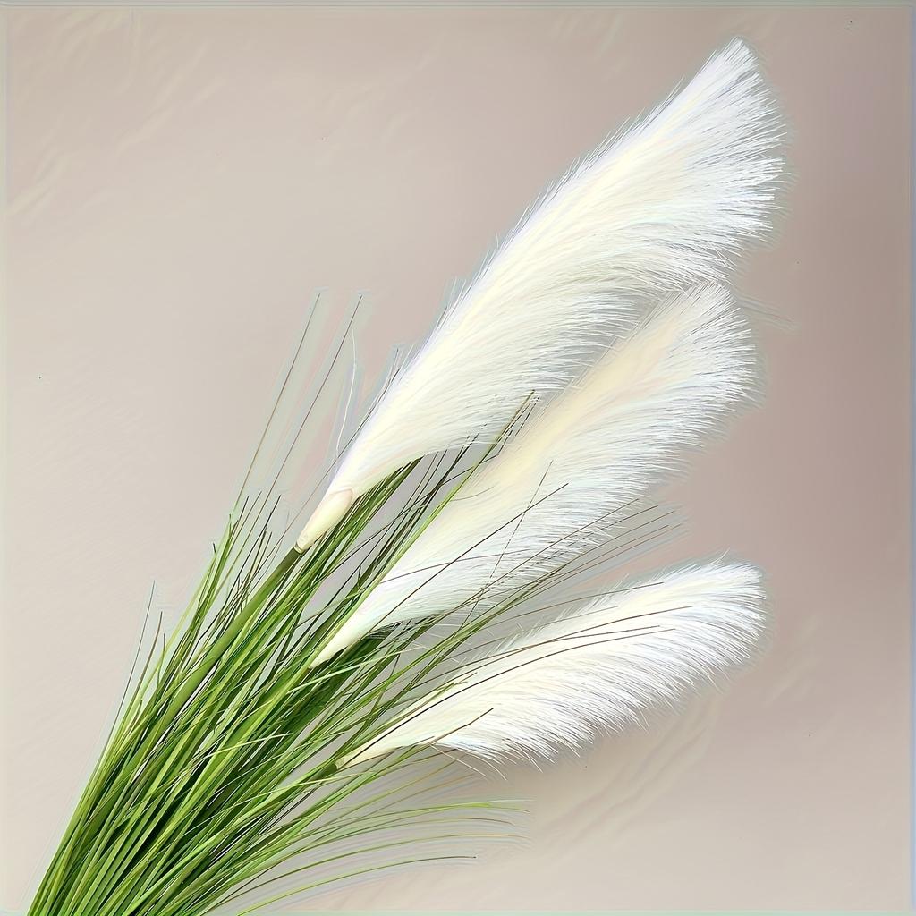 1 Bundle of Artificial Pampas Grass, Lifelike Outdoor Reeds and Green Shrubs, Very Suitable for Home, Office, Porch and Garden Decoration.