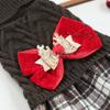 Pet Christmas Dress With Deer Print Plaid Bowknot Detail Dogs Cats Winter Holiday Outfit