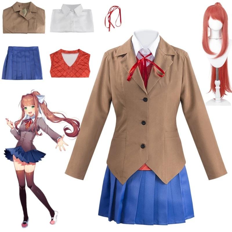 Аниме Клуб Романтики Monika Косплей Костюмы Sayori Yuri Natsuki Хэллоуин Костюмы для Женщин Платье Vestido Одежда