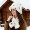 Женский набор: шапка-ведро и шарф из искусственного меха норки, классический леопардовый принт, теплый набор из веганского искусственного меха, шапка и шарф из искусственного меха для зимы