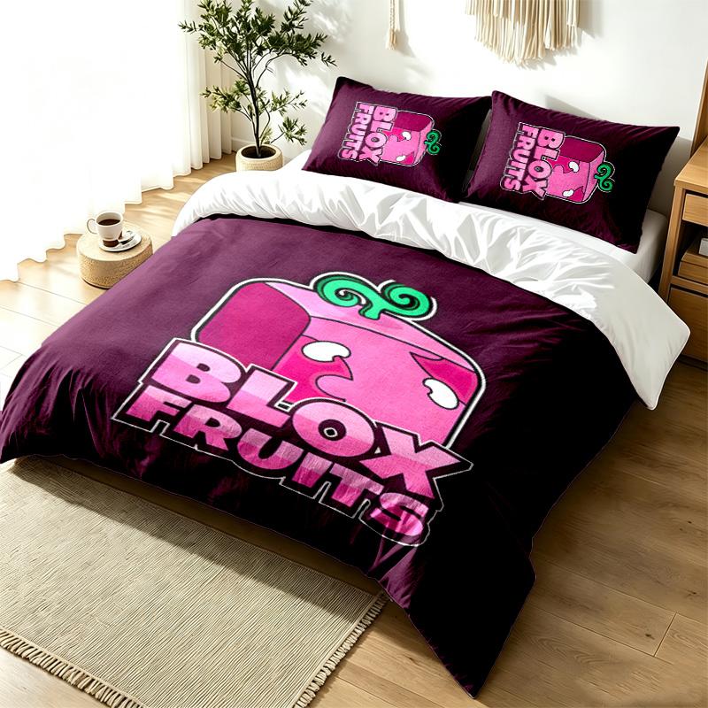 Blox Fruits 3pc Duvet Cover Set Simple Modern Bedding Set Wrinkle Resistant Soft Fabric All Season Use a perfect gift