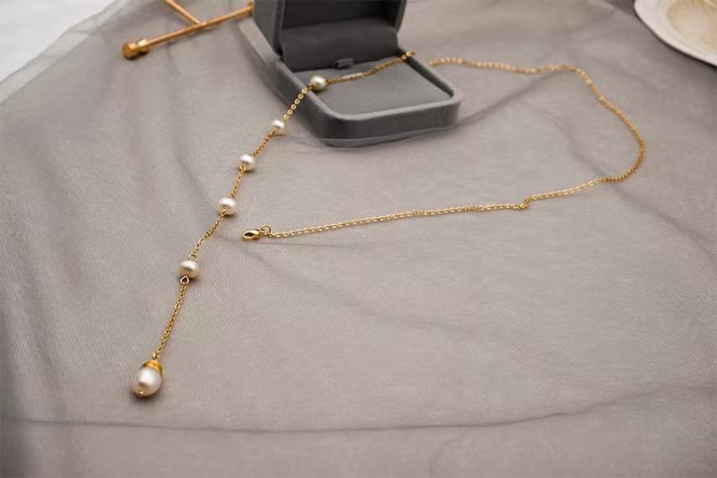 Длинное ожерелье для длинного натурального жемчуга, жемчужный свитер, украшения [UOUHAIO] Женщины, Мода, Женское ожерелье, Y-образный жемчуг, ожерелье, цепь,