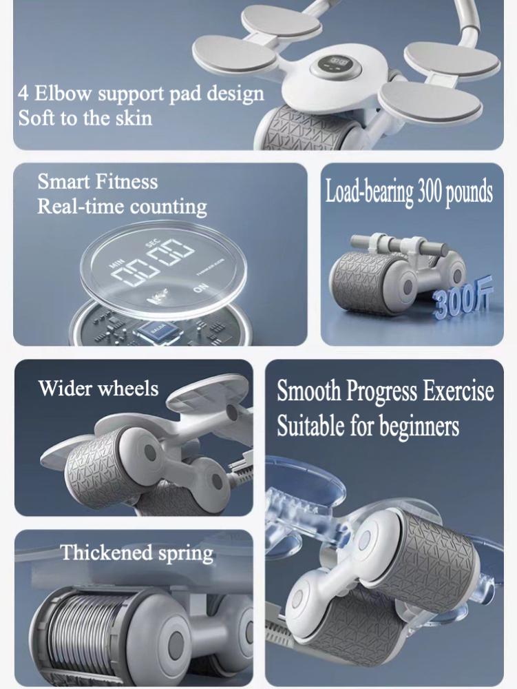 Колесо для пресса с автоматическим отскоком, двойной локтевой упор, сгибание мышц живота, упражнения для пресса, фитнес-оборудование для домашнего использования, фитнес-оборудование для мужчин и женщин