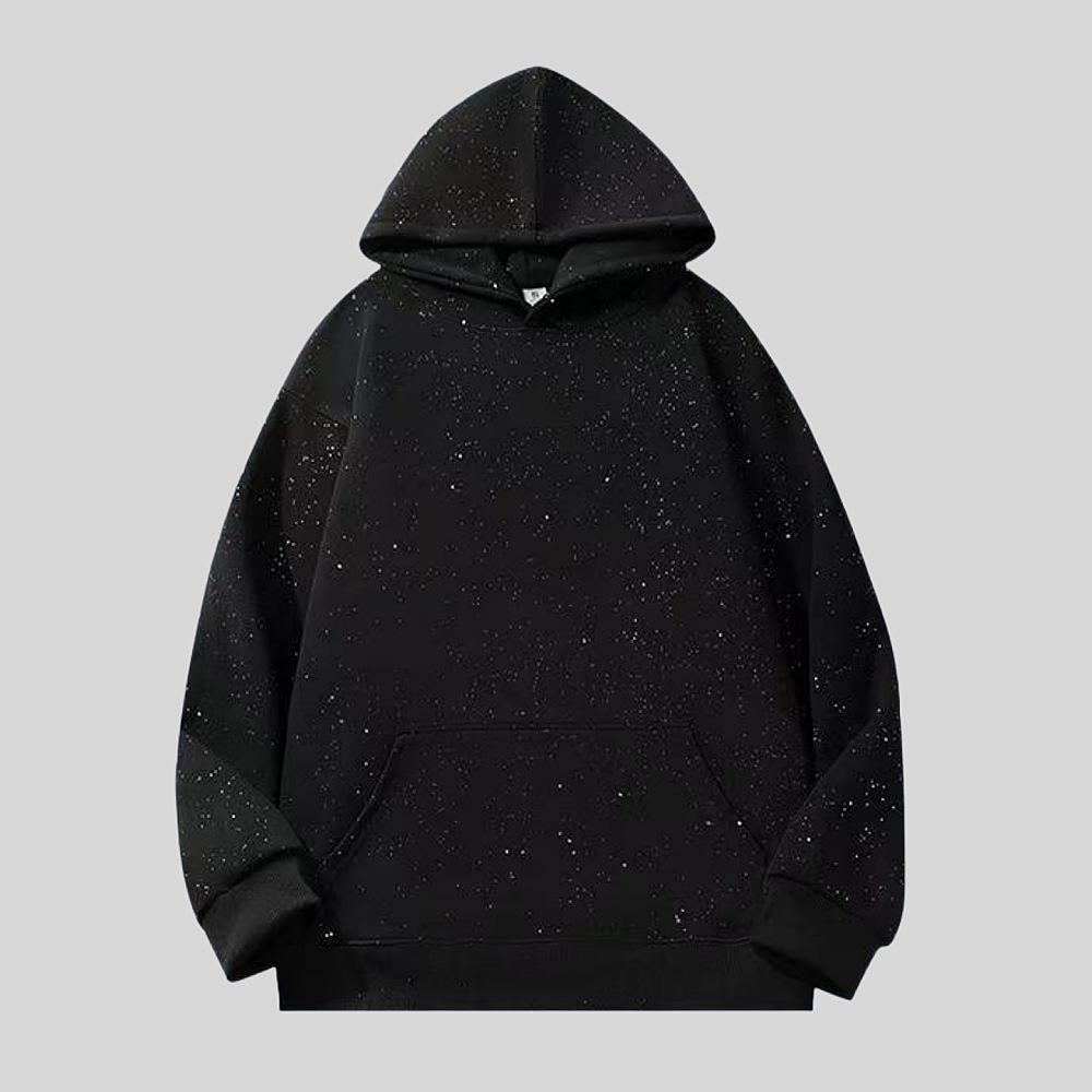 Heavyweight 320g Star Sequin Hoodie - Unisex, High-End, Rebellious, Round Neck for Autumn/Winter