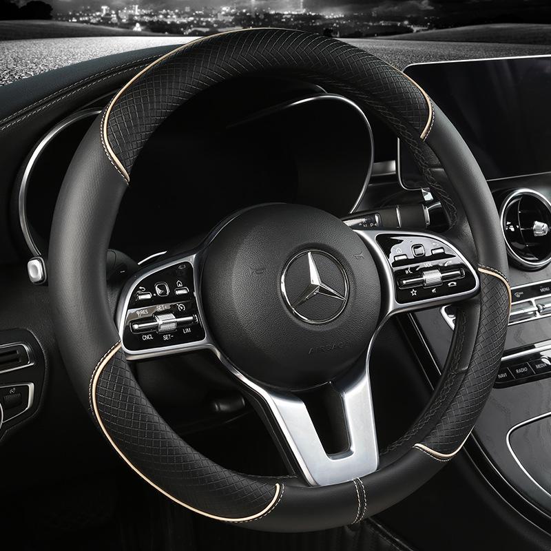 Universal All-Season Anti-Slip Leather Steering Wheel Cover for Cars, Minivans, and Pickups