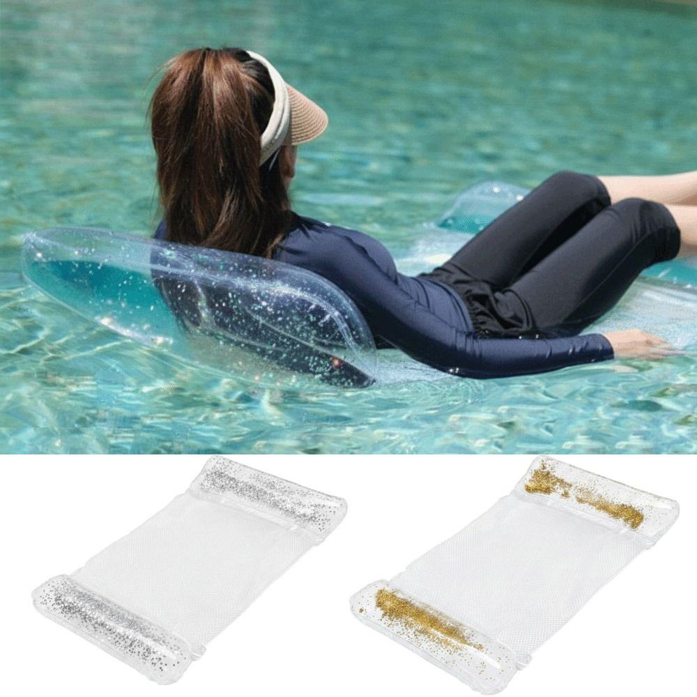 Transparent Glitter Pool Float Durable PVC Floating Lounge Chair Pool Hammock Swimming Pool