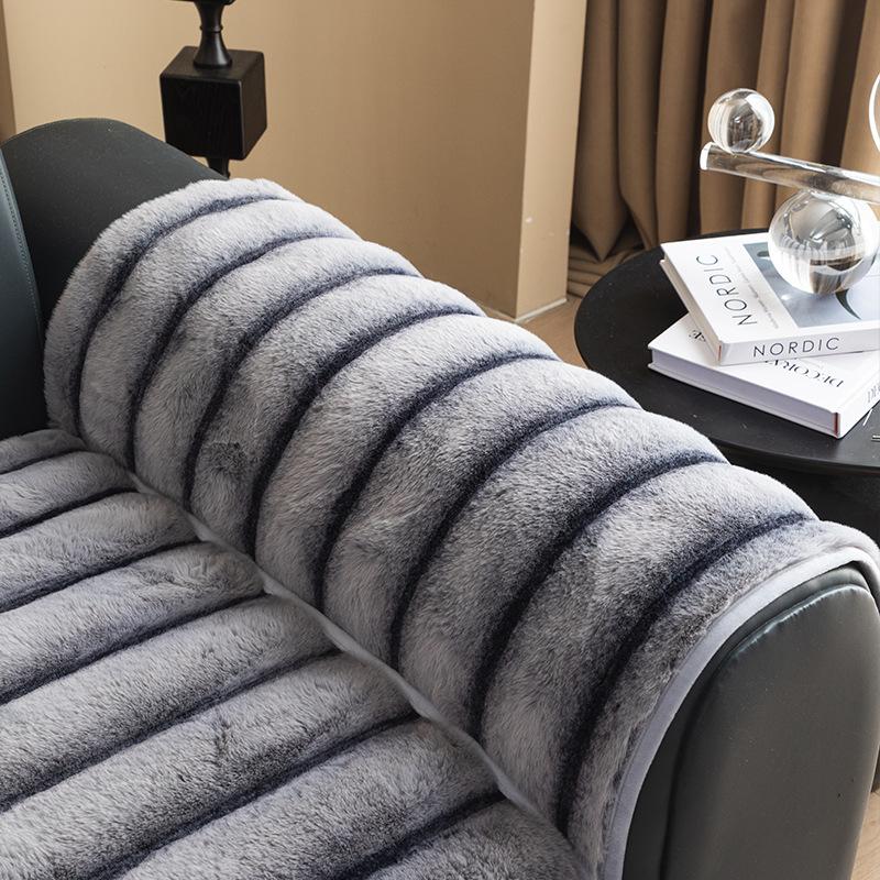 Плюшевая подушка для прямого дивана с кроликом, зимний утолщенный чехол для дивана, новая нескользящая плюшевая подушка для сиденья, трансграничная