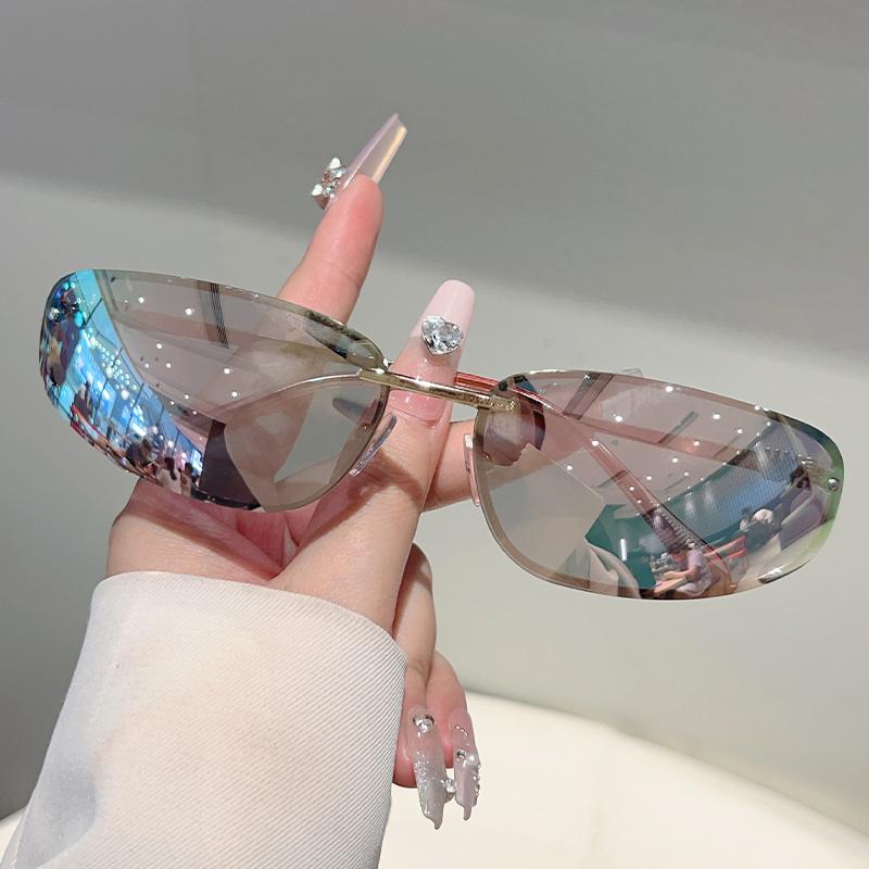 KAMMPT Y2k Rimless Sunglasses Female Latest Fashion Outdoor Decor Shades Female Trendy Luxury Brand Designer Mirror Sun Eyeglasses