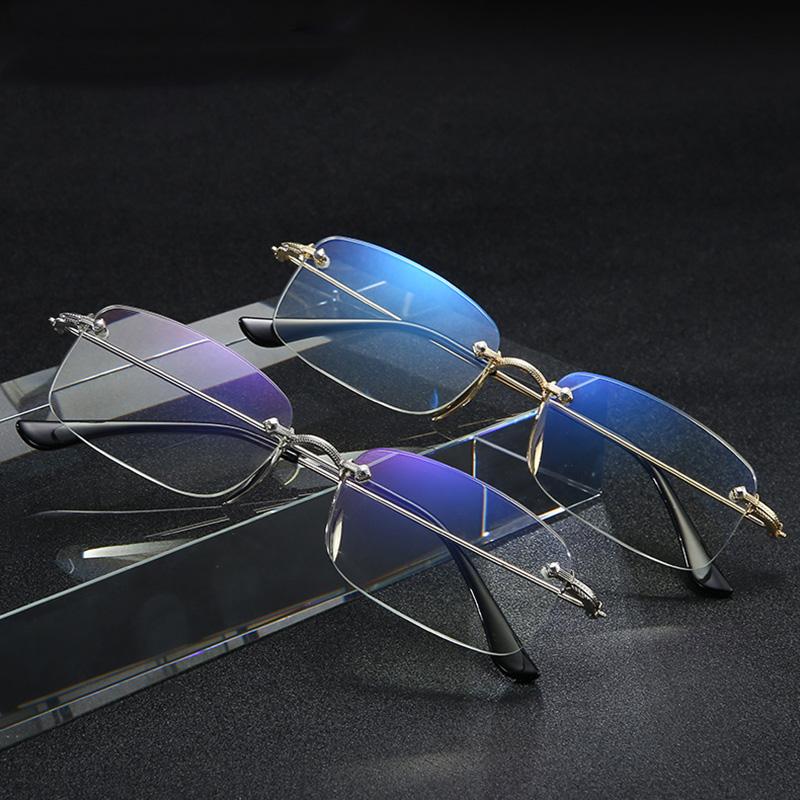 Borderless Reading Glasses Men Business Metal Glasses For Reader Mens Presbyopia Optical Eyeglasses +1.0 1.5 2.0 2.5 3.0 3.5 4.0