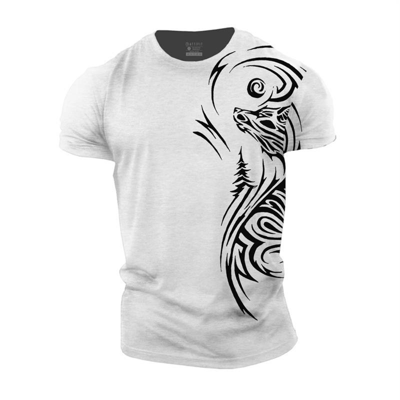 Vintage Men's T-Shirt 3D Print Dragon Pattern T Shirt Casual Short-Sleeved Top Summer Breathable Fitness Apparel Men Clothing