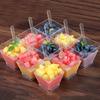 50-Pack Disposable Plastic Dessert Cups with Spoons Square Mini Serving Bowls for Tasting, Jello, Pudding, Appetizers, Party Supplies Cutlery Set