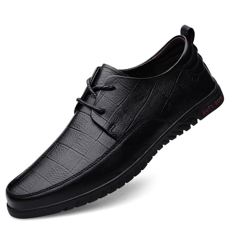 Fashion Genuine Leather Men Business Shoes Fashion Men's Oxford Shoes Lace-Up Male Breathable Casual Shoes Spring Summer Flats Sneakers