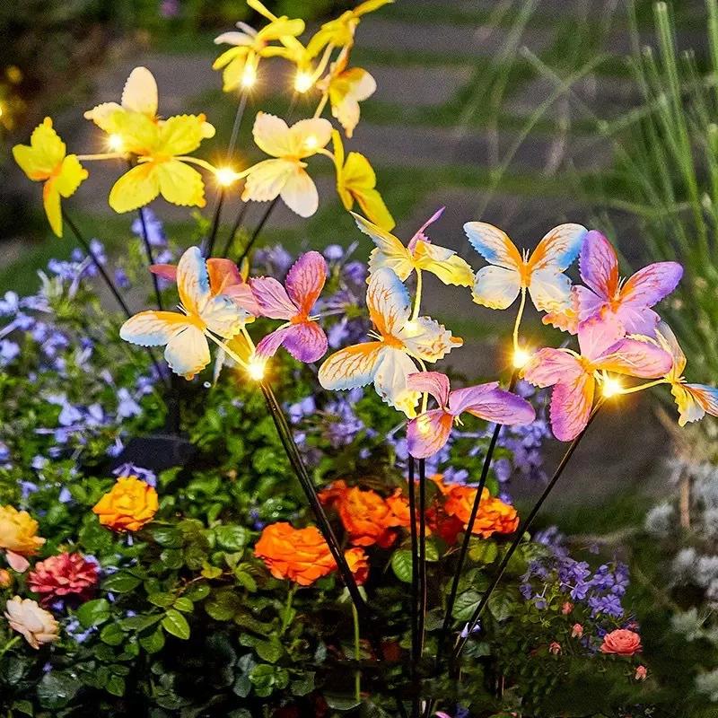LED fiber optic double flower lawn lamp festival garden layout floor lamp outdoor waterproof fiber optic lantern