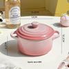 Керамический горшок для тушения с крышкой и двойными ручками, с глазурью-градиентом - Миска для супа, рагу или паровых яиц