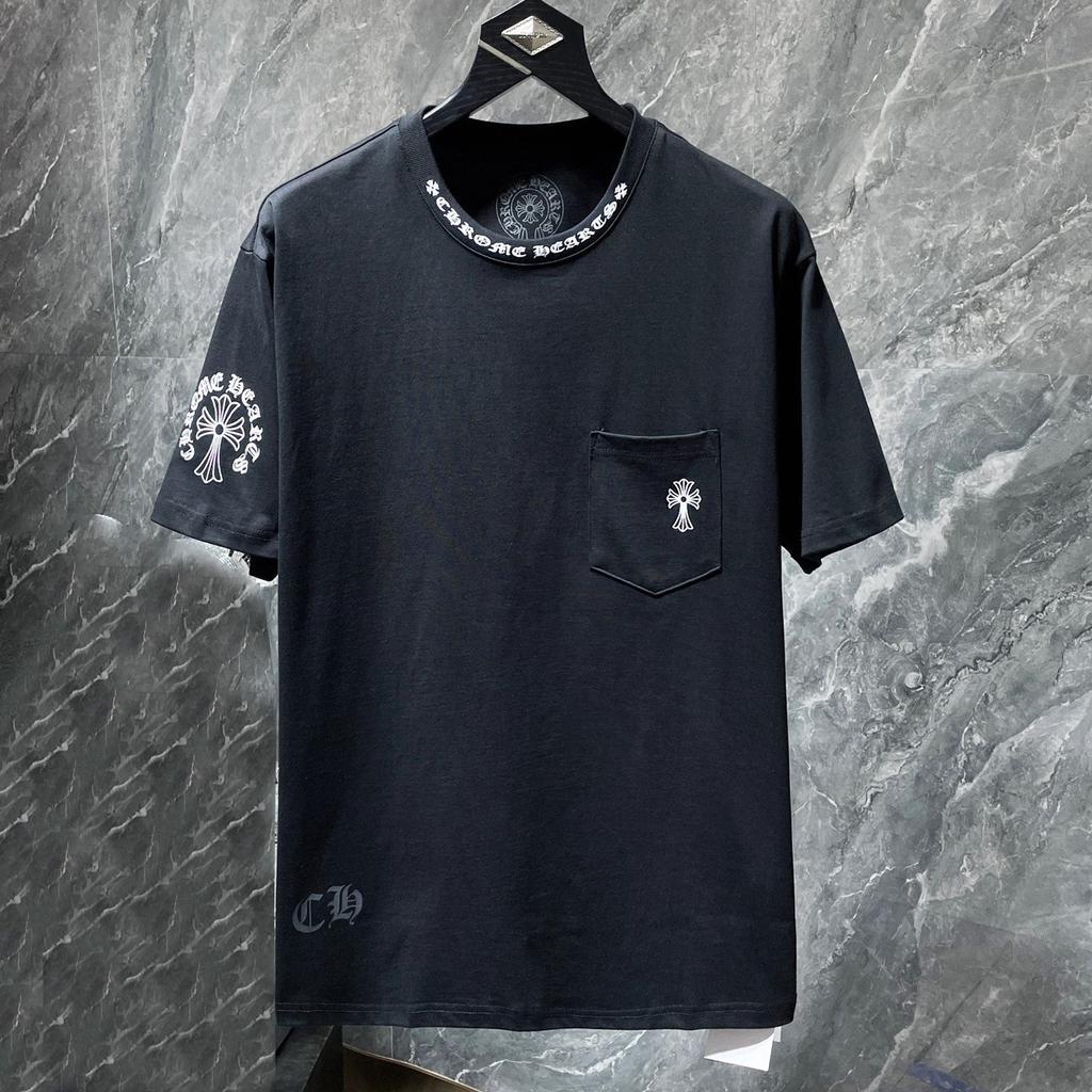 8010 CHROME HEARTS Лето 2026 Новая Высококачественная Хлопковая Круглый Вырез Свободная Большого Размера Мужская и Женская Футболка Футболка для Пары