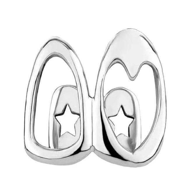 Европейско-американские хип-хоп золотые грилзы в форме сердца: Полые, гладкие, гальванизированные зубные украшения на Рождество