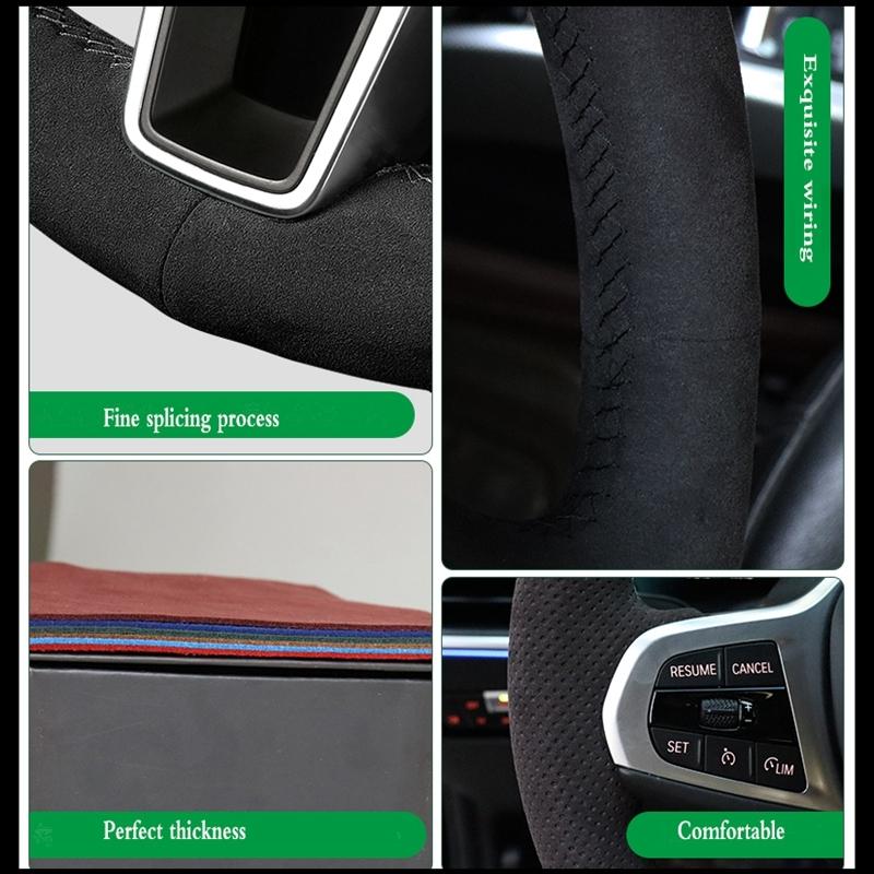 Для Mercedes-Benz W204 C-Class 2007-2010 C300 C230 C280 C180 C260 C200 Черная замшевая оплетка на руль автомобиля ручной работы