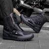 Unisex Dark Tone Protective Protective Motorcycle Shoes High Top Riding Boots Reinforced Sole Biker Outdoor Travel Footwear