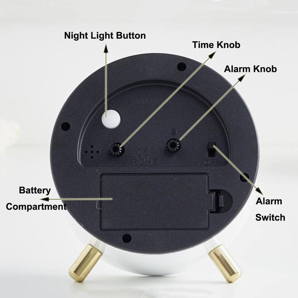 4,5-дюймовый аналоговый будильник без тиканья, бесшумные маленькие настольные часы с подсветкой для гостиной, спальни