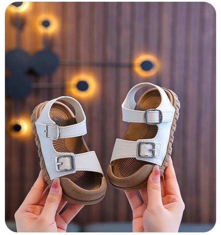 Летние новые детские сандалии модные сандалии в студенческом стиле для мальчиков и девочек с мягкой подошвой простые однотонные детские сандалии с защитой от ударов